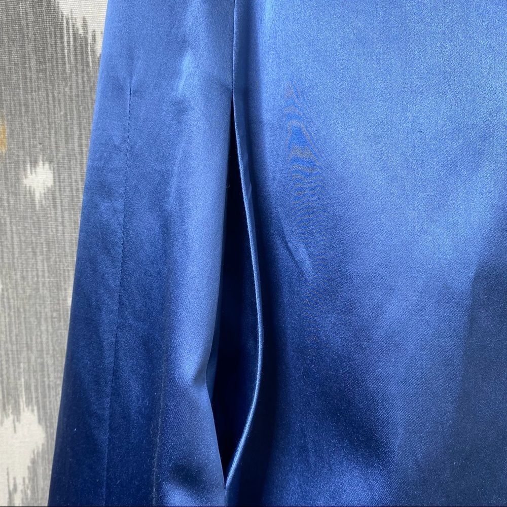 Ralph Lauren Vintage Deep Sky Blue Duchess Silk Satin Gown with Train - Picture 5 of 17
